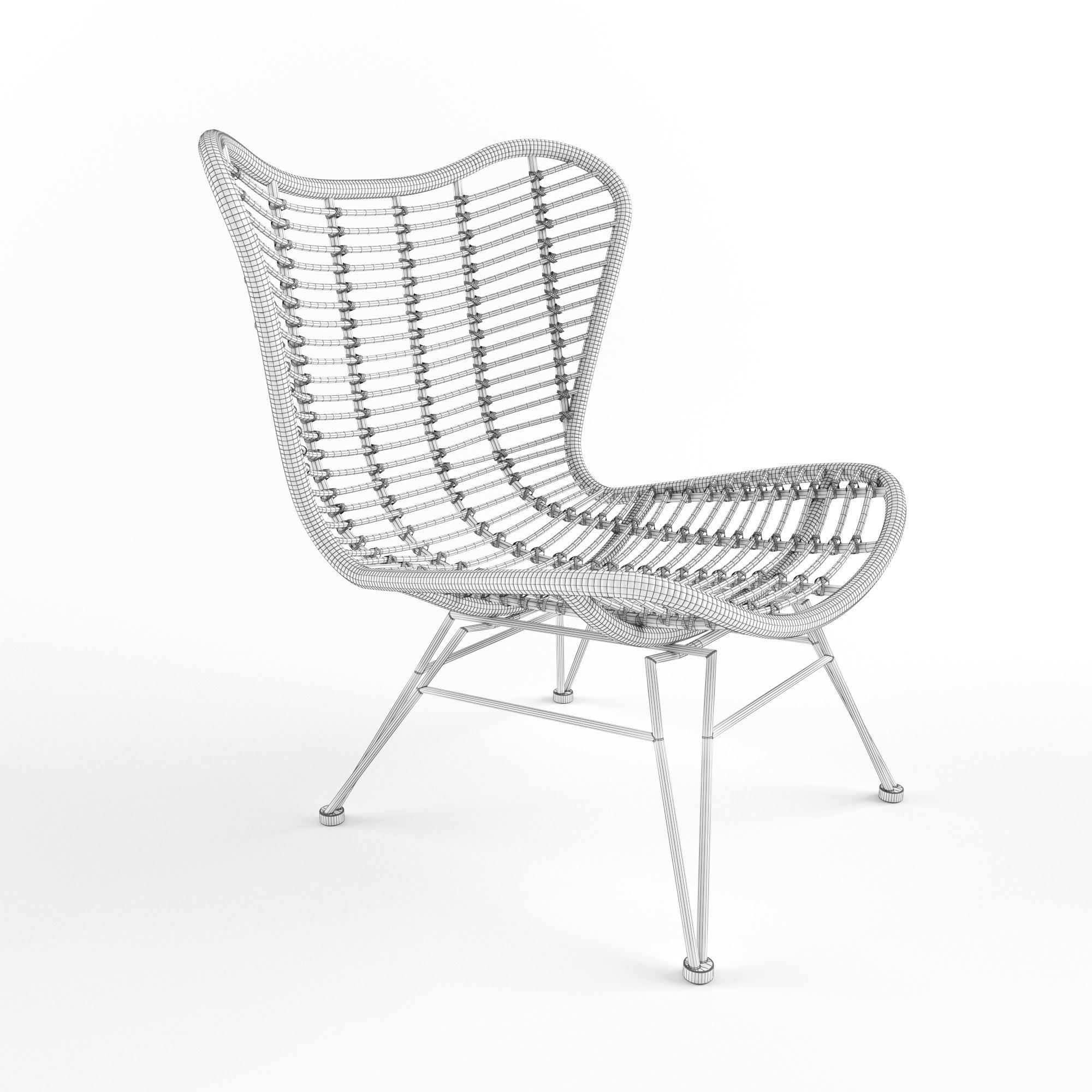 Ohrensessel Costa mit Polyrattan 3D model_5