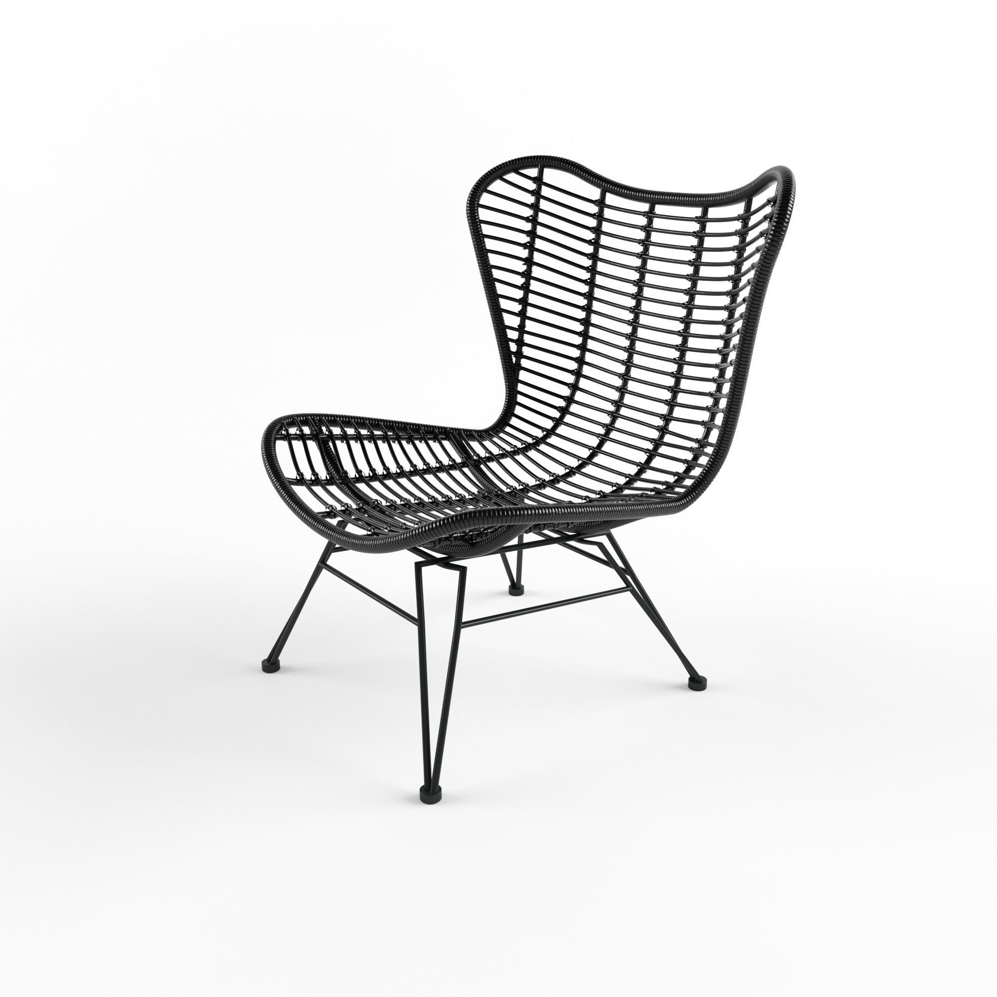 Ohrensessel Costa mit Polyrattan 3D model_7