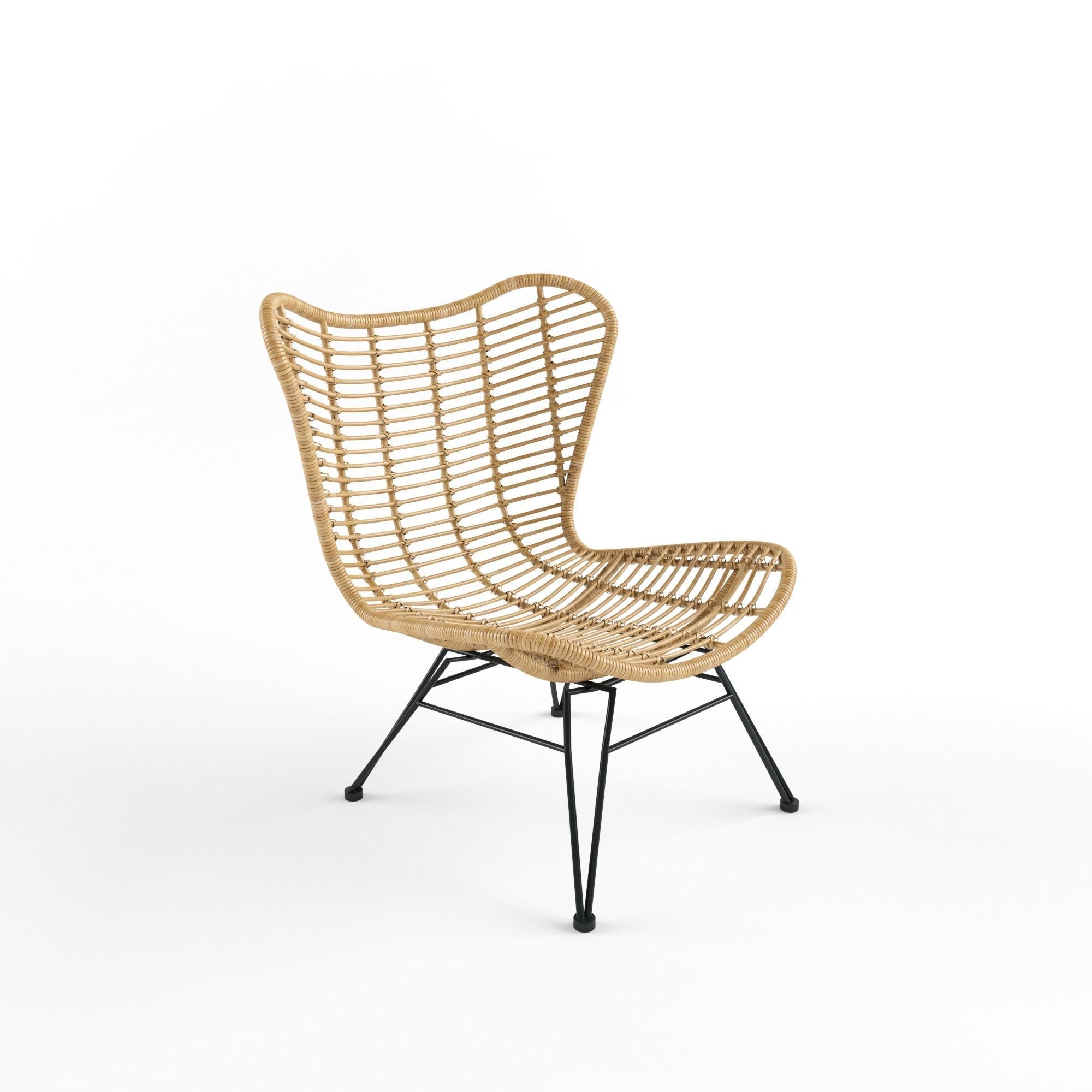 Ohrensessel Costa mit Polyrattan 3D model_3