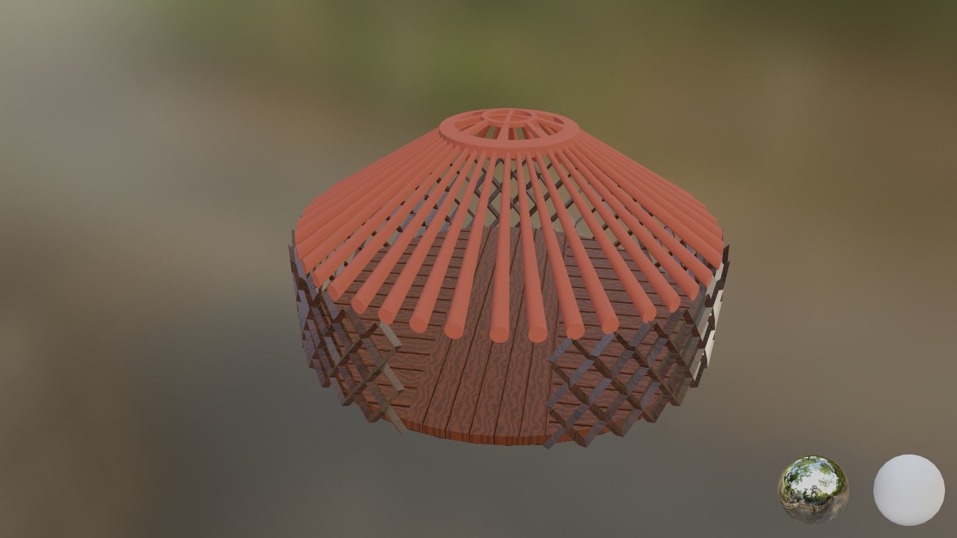 mongolian tent Low-poly 3D model_1