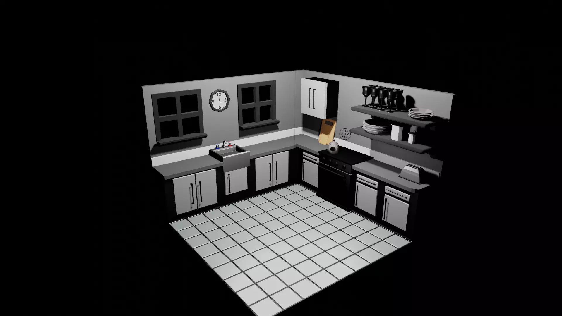 kitchen Low-poly 3D model_0