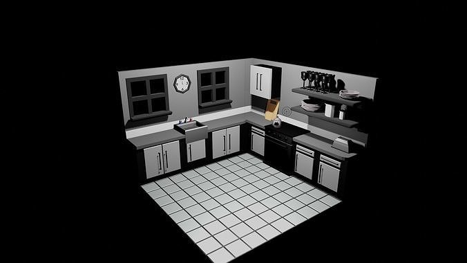 kitchen Low-poly 3D model