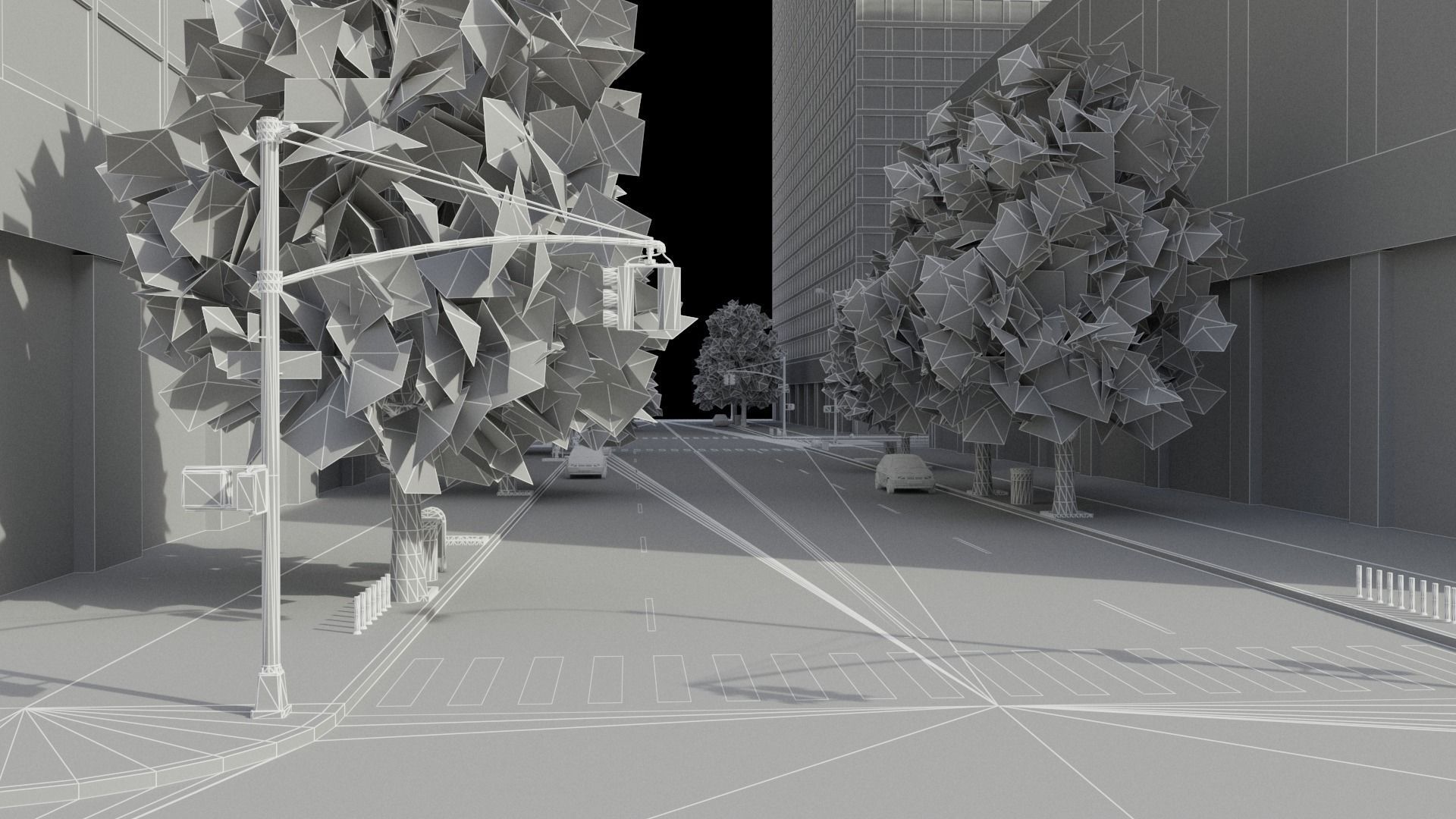 Realistic City District H9-A14 MAYA Low-poly 3D model_29