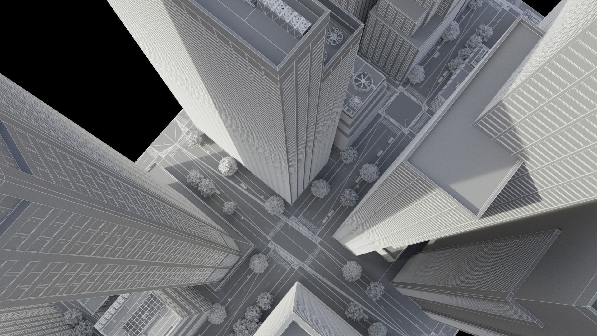 Realistic City District H9-A14 MAYA Low-poly 3D model_26