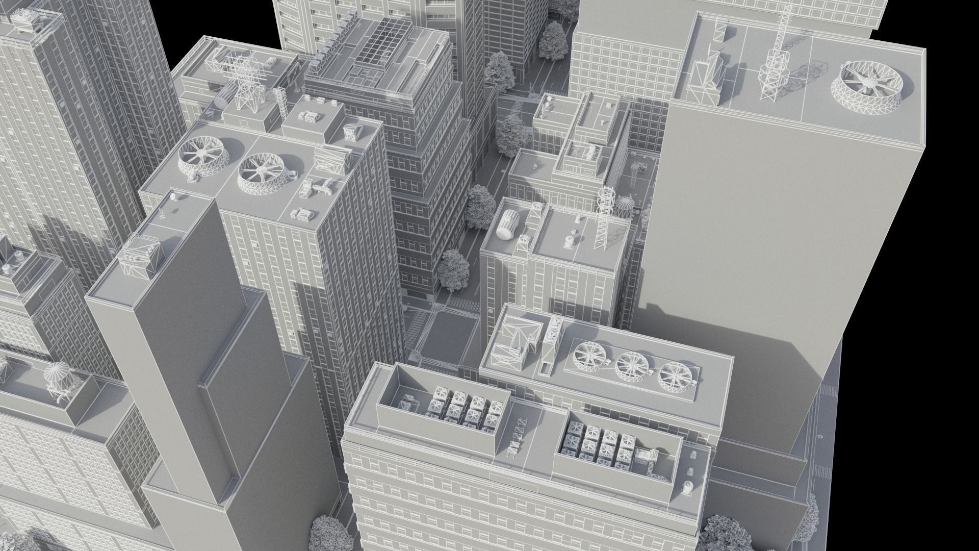 Realistic City District H9-A14 MAYA Low-poly 3D model_27