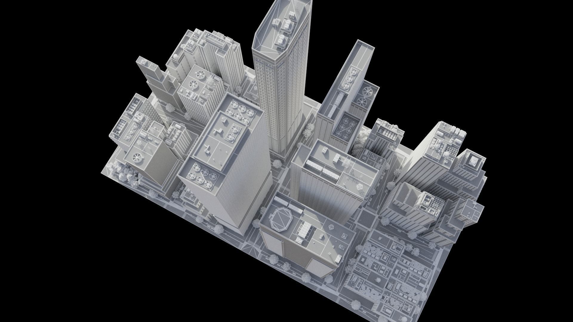 Realistic City District H9-A14 MAYA Low-poly 3D model_19