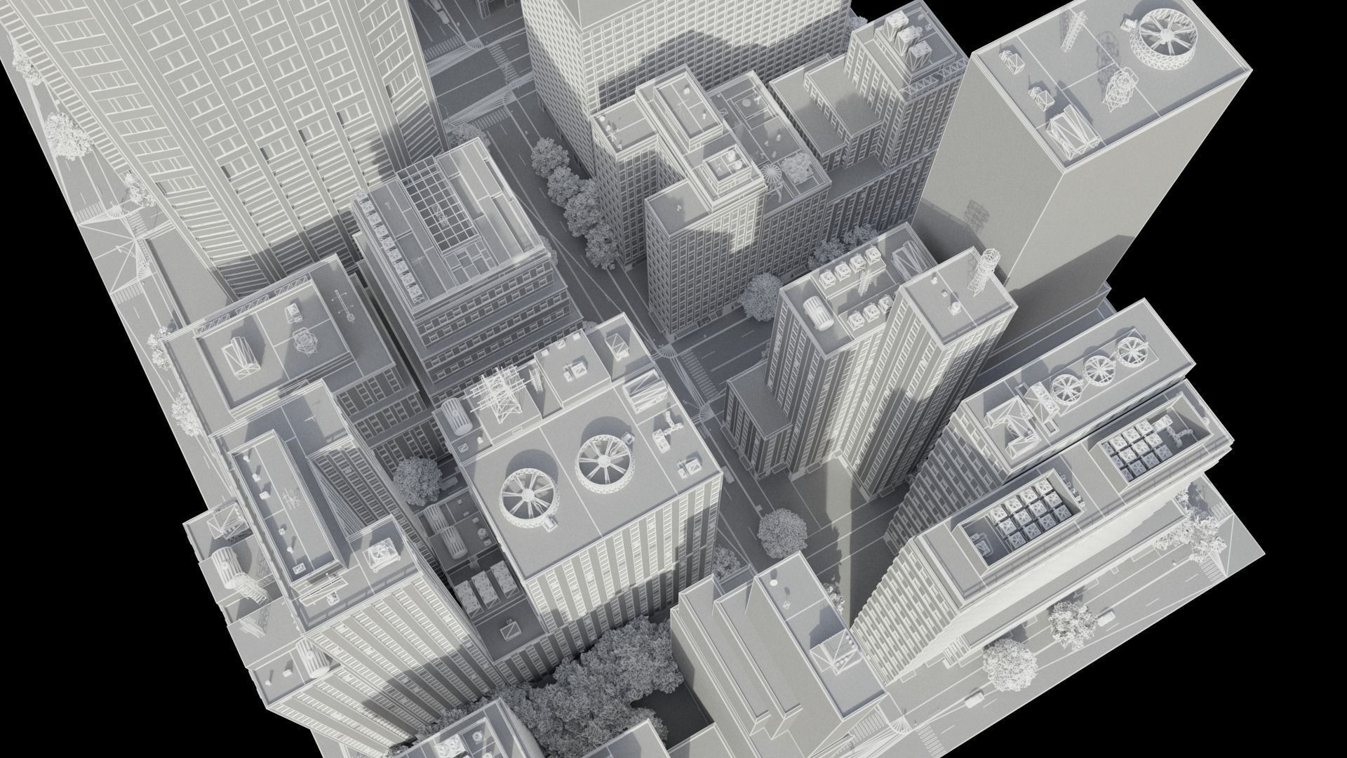 Realistic City District H9-A14 MAYA Low-poly 3D model_23