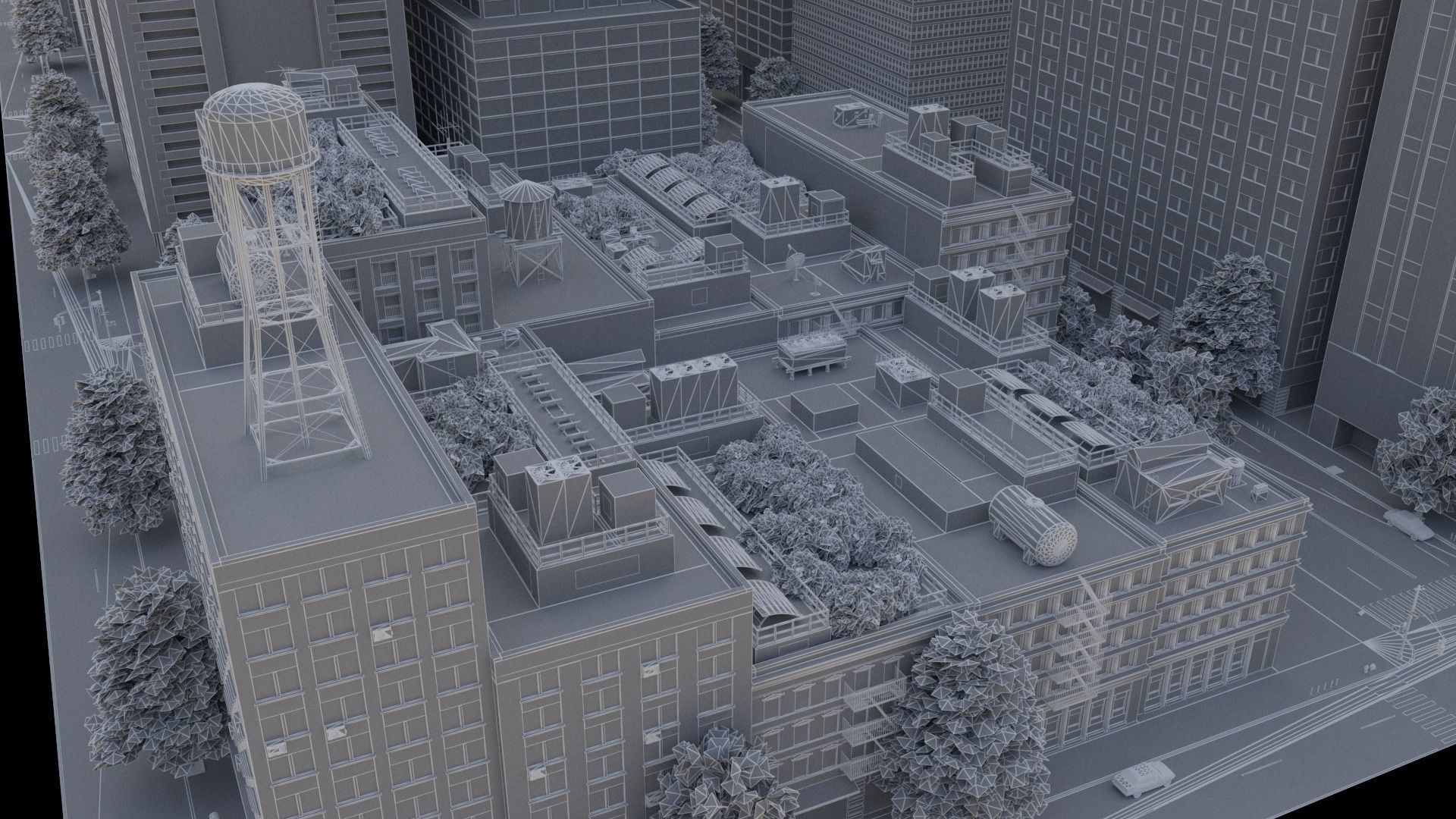 Realistic City District H9-A14 MAYA Low-poly 3D model_25