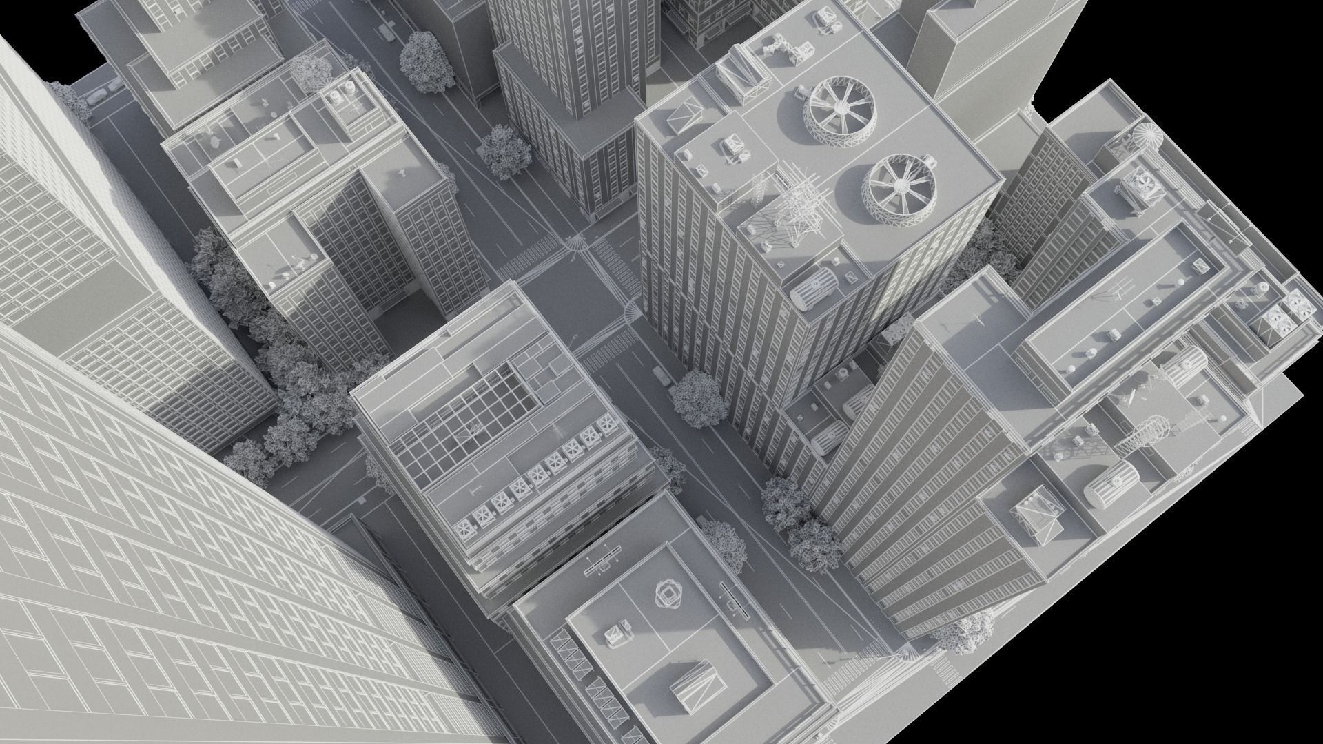 Realistic City District H9-A14 MAYA Low-poly 3D model_32