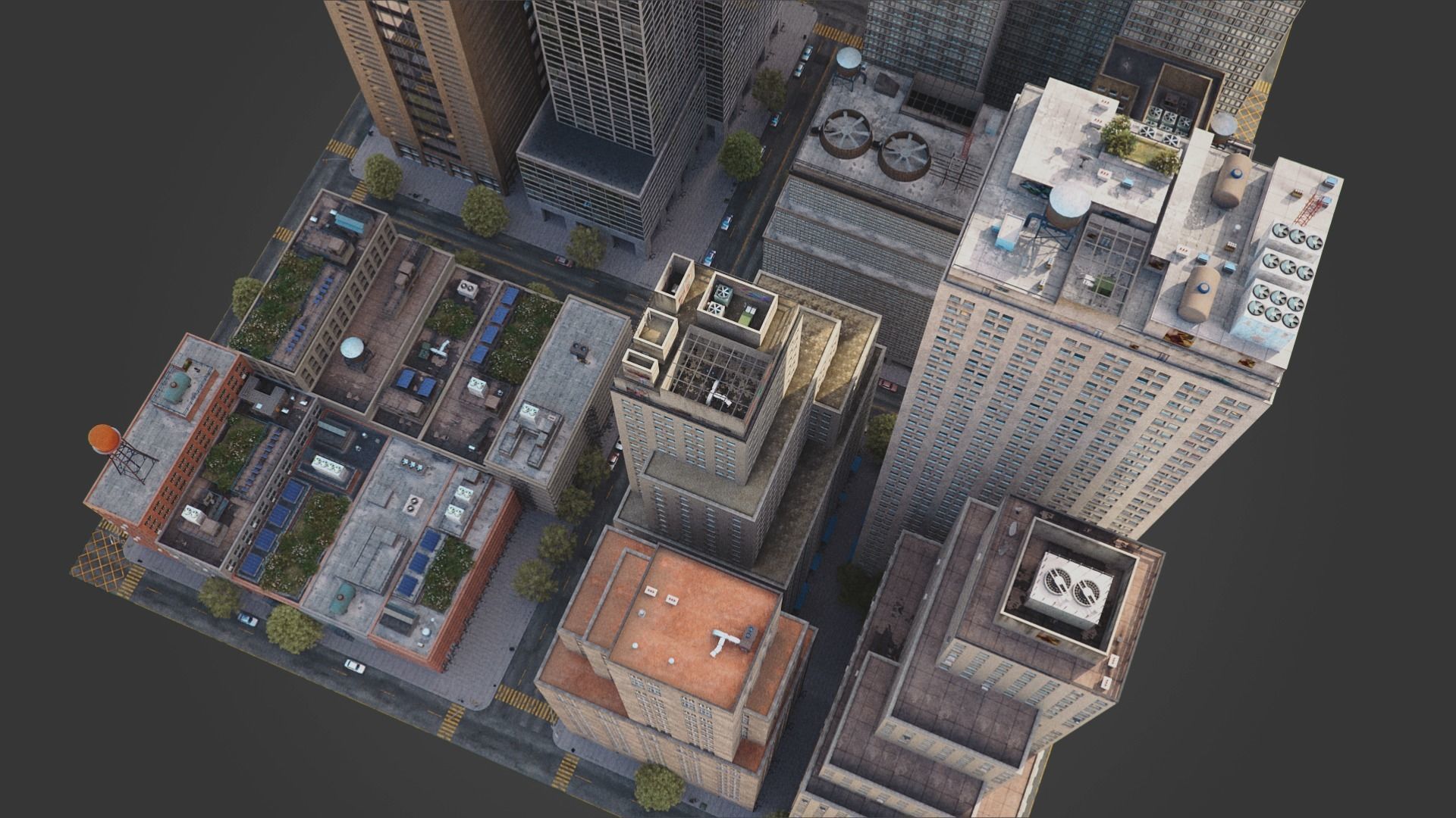 Realistic City District H9-A14 MAYA Low-poly 3D model_6