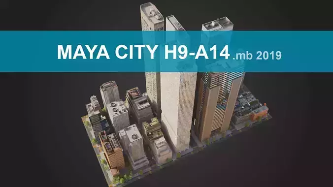 Realistic City District H9-A14 MAYA Low-poly 3D model
