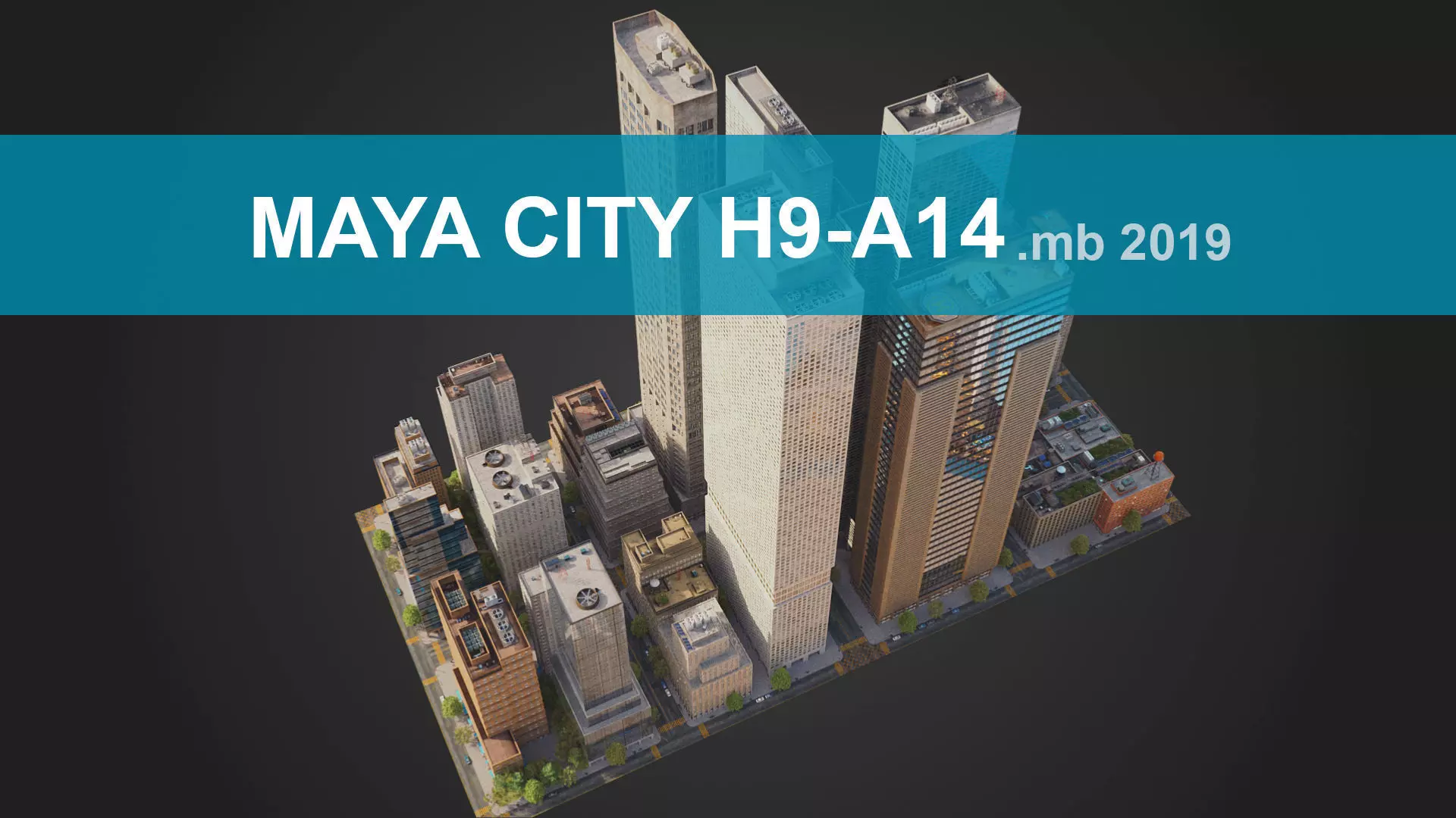 Realistic City District H9-A14 MAYA Low-poly 3D model_0