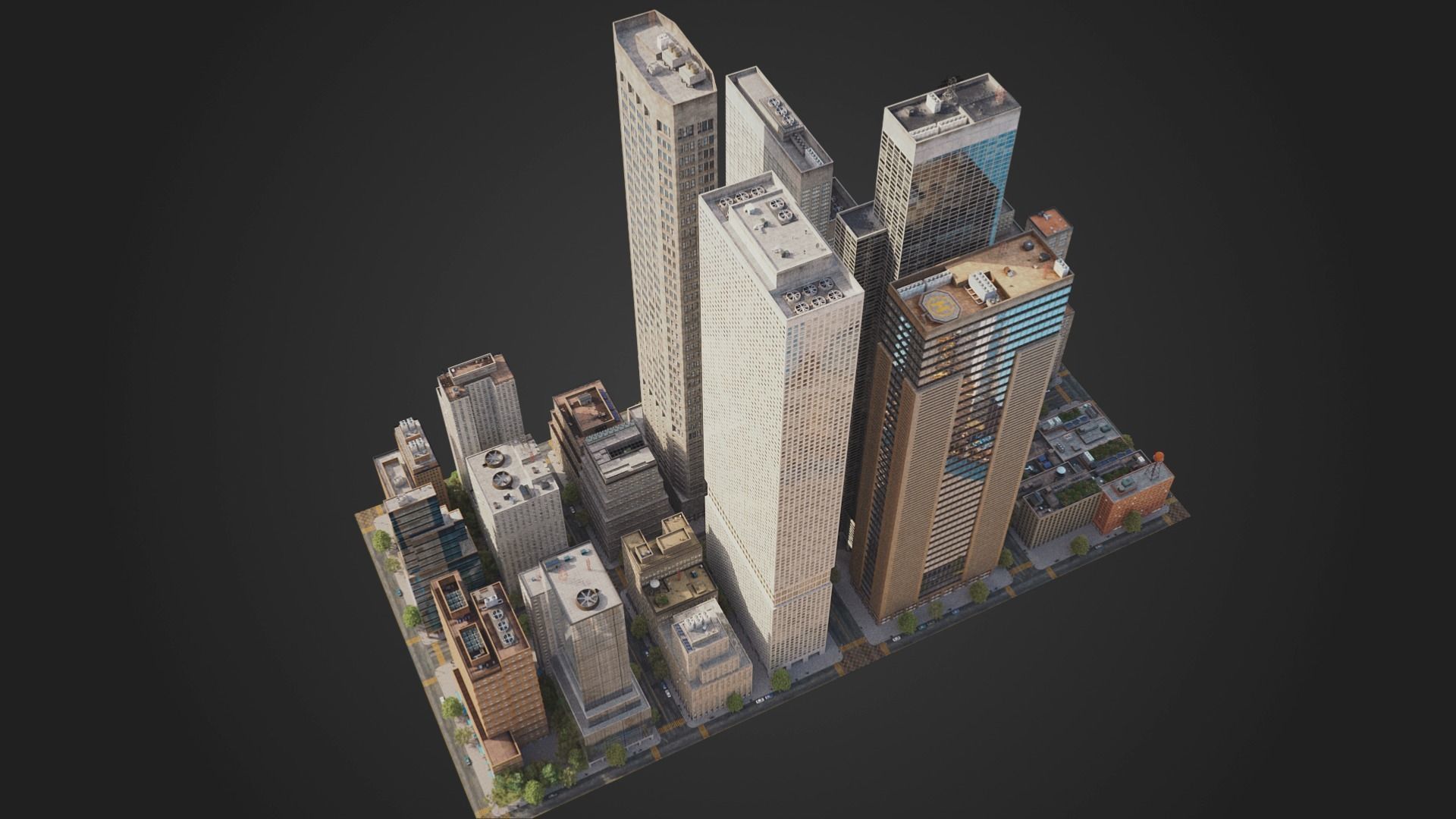 Realistic City District H9-A14 MAYA Low-poly 3D model_2