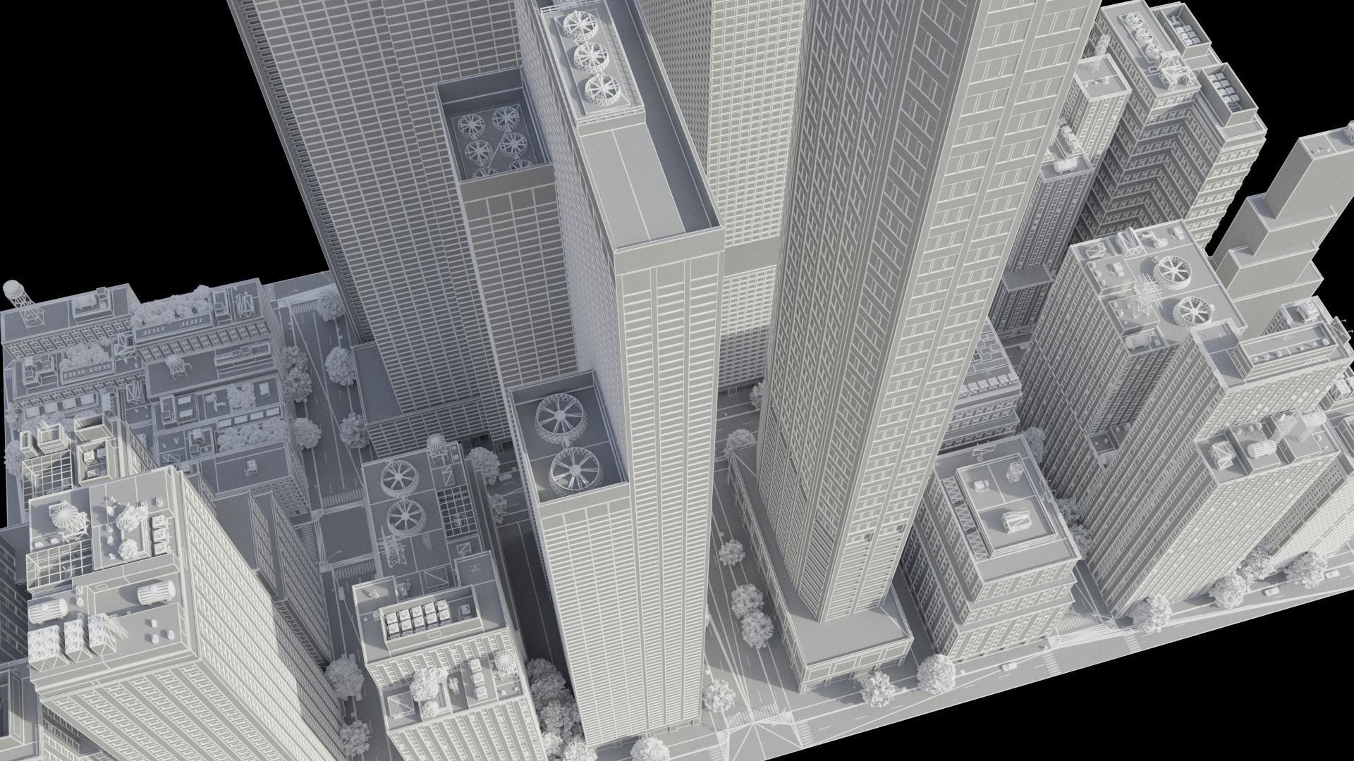 Realistic City District H9-A14 MAYA Low-poly 3D model_28