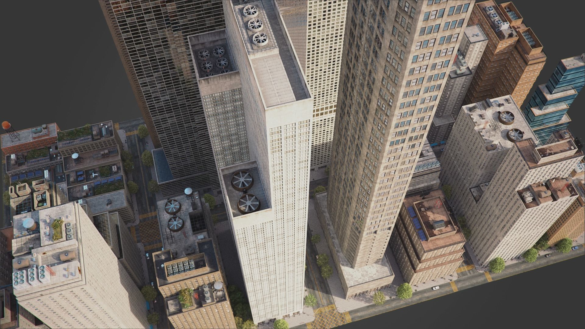 Realistic City District H9-A14 MAYA Low-poly 3D model_12