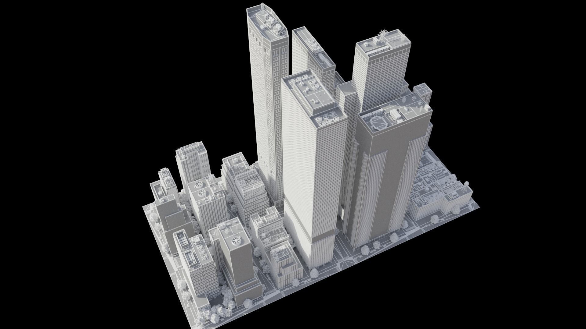 Realistic City District H9-A14 MAYA Low-poly 3D model_18