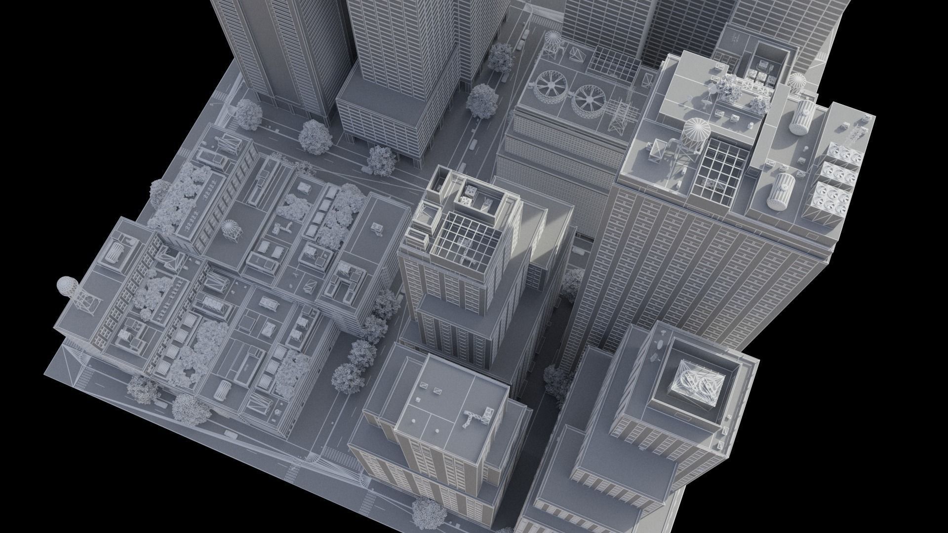 Realistic City District H9-A14 MAYA Low-poly 3D model_22