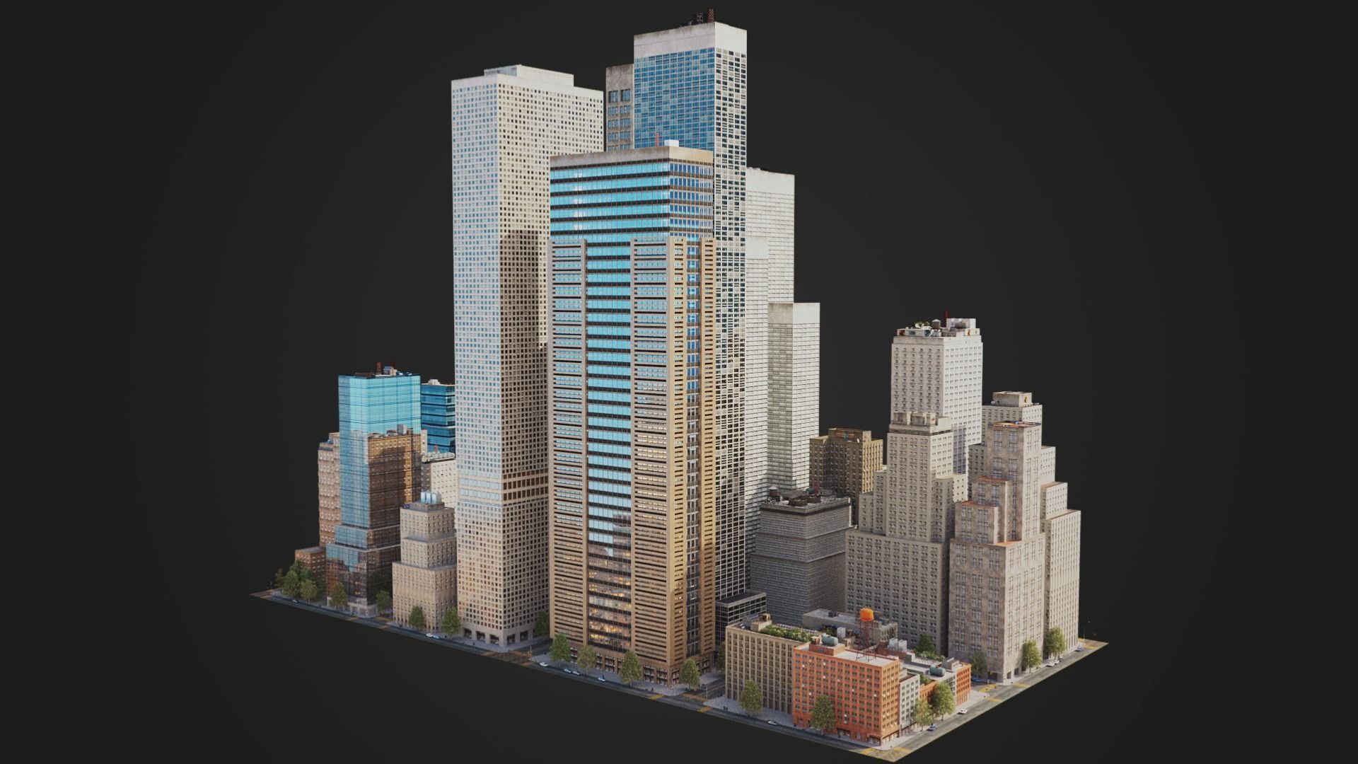 Realistic City District H9-A14 MAYA Low-poly 3D model_4