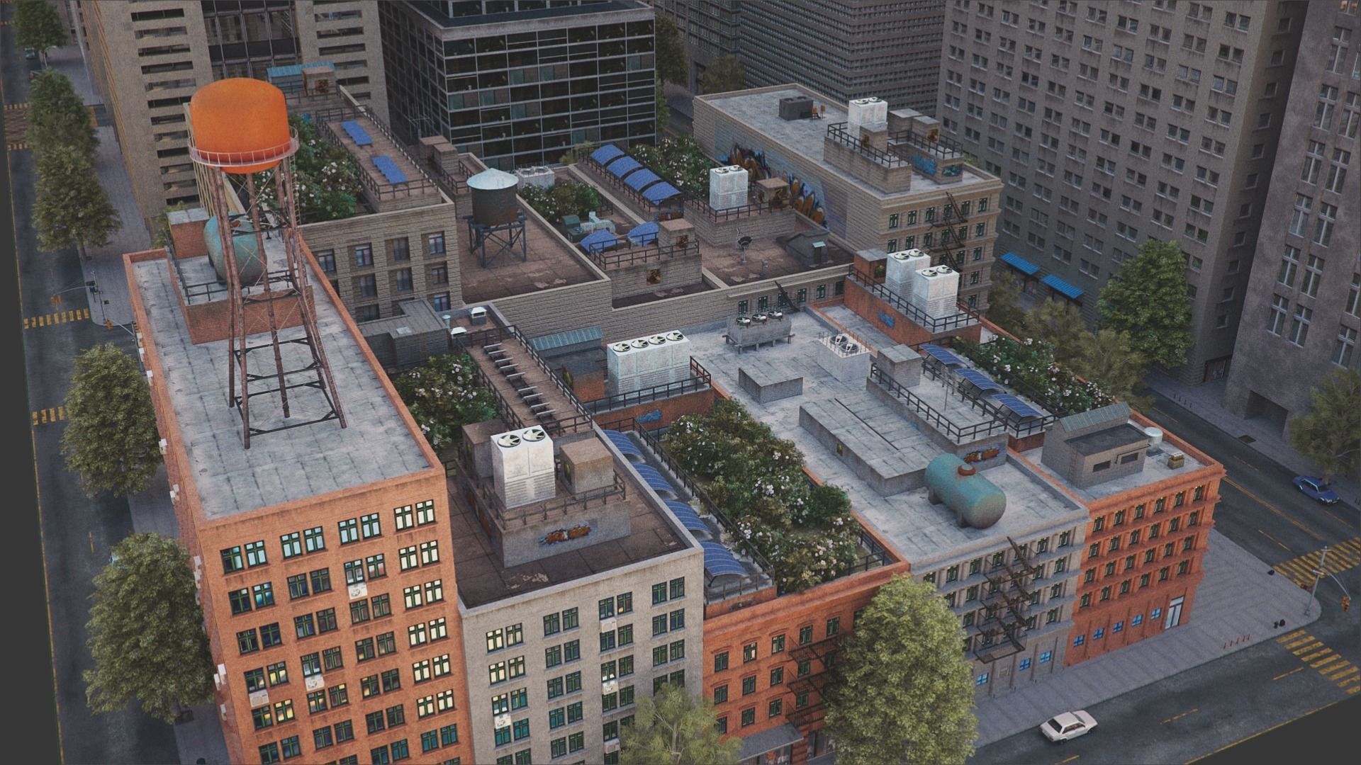 Realistic City District H9-A14 MAYA Low-poly 3D model_9