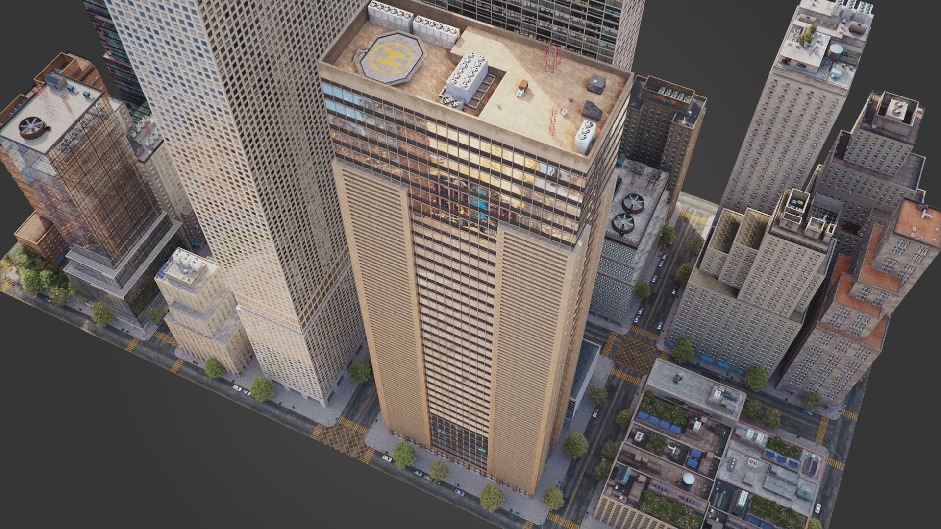 Realistic City District H9-A14 MAYA Low-poly 3D model_17