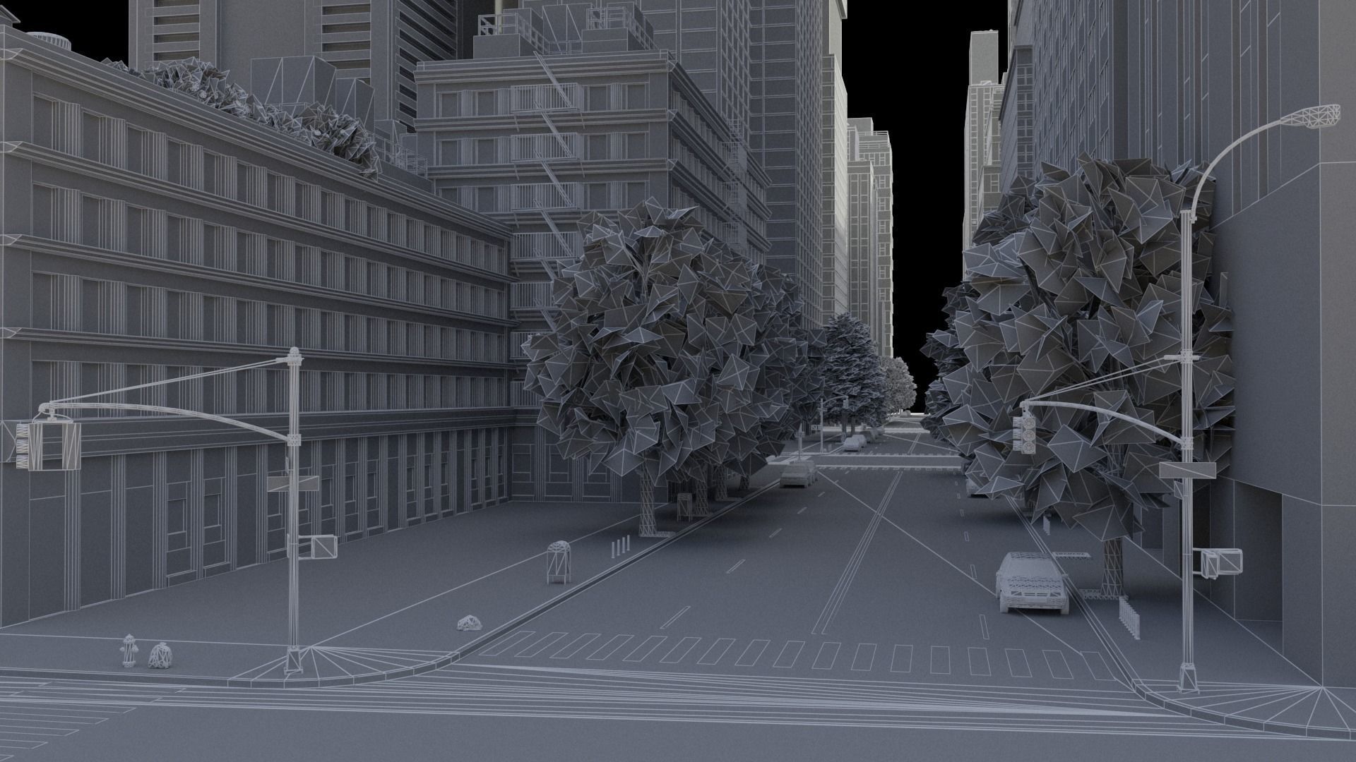 Realistic City District H9-A14 MAYA Low-poly 3D model_30