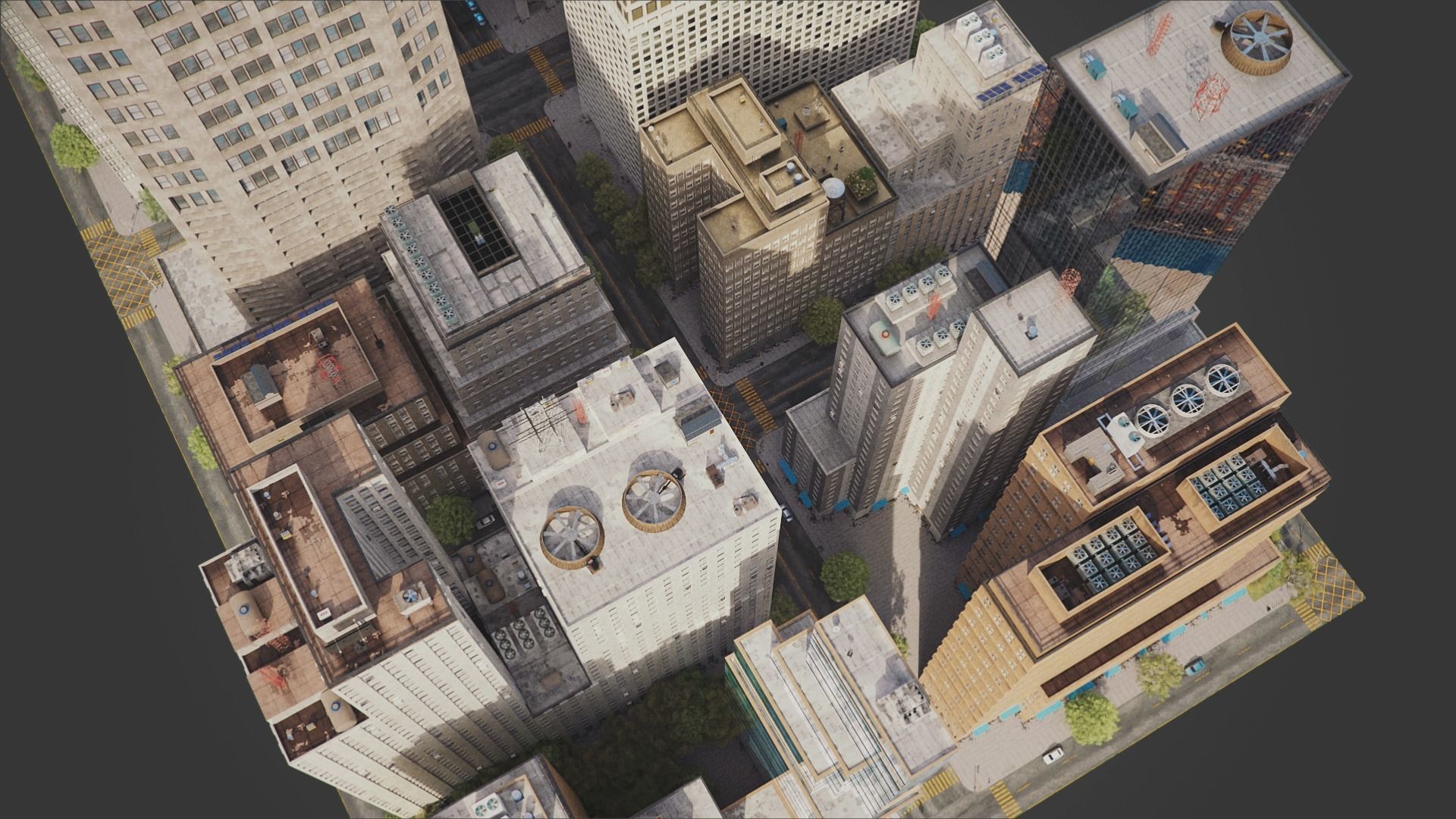 Realistic City District H9-A14 MAYA Low-poly 3D model_7