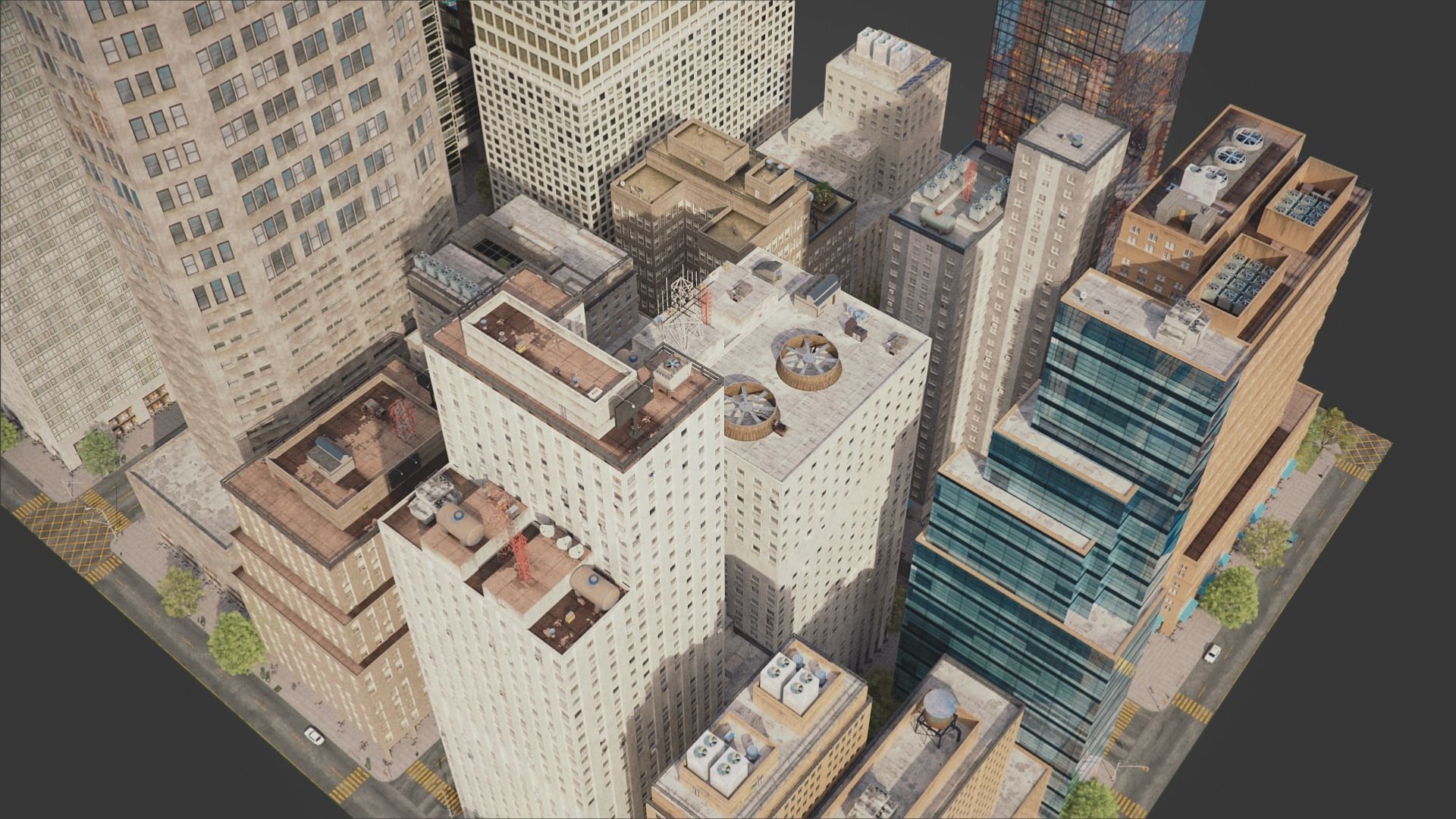 Realistic City District H9-A14 MAYA Low-poly 3D model_8