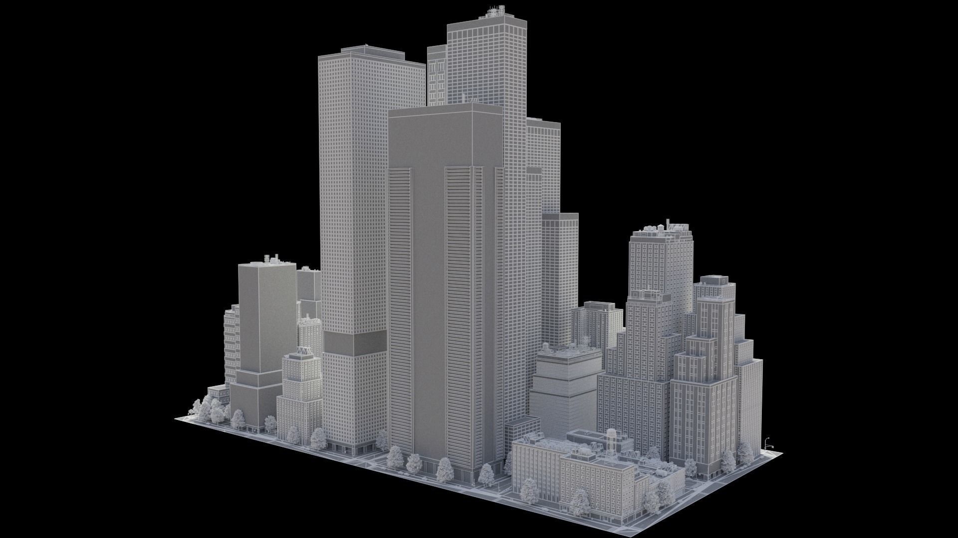 Realistic City District H9-A14 MAYA Low-poly 3D model_20
