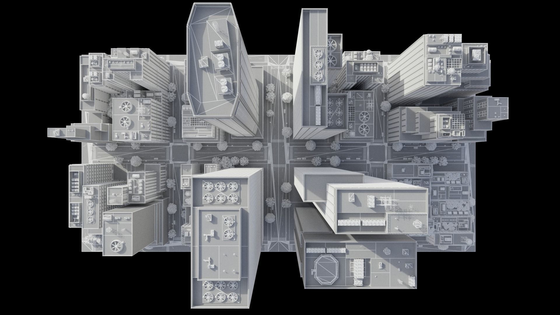 Realistic City District H9-A14 MAYA Low-poly 3D model_21