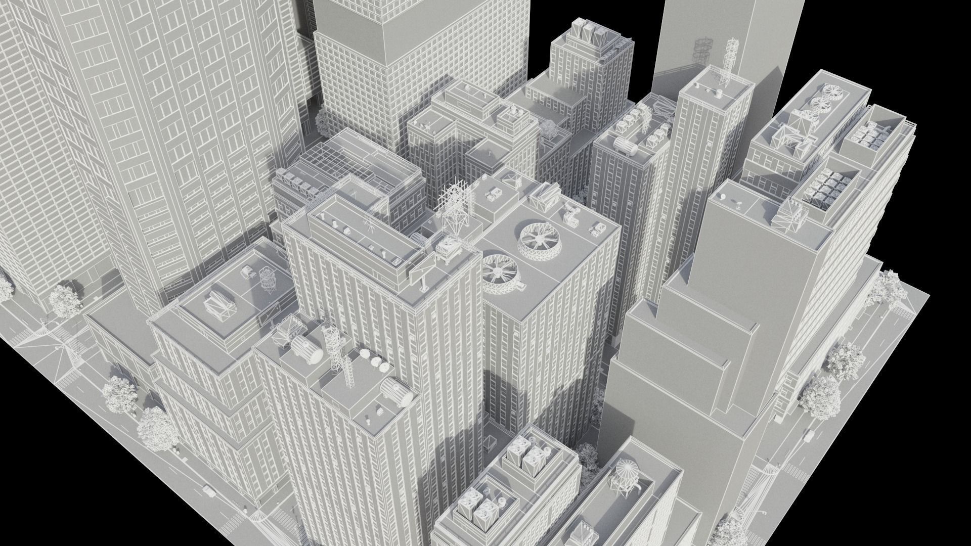 Realistic City District H9-A14 MAYA Low-poly 3D model_24