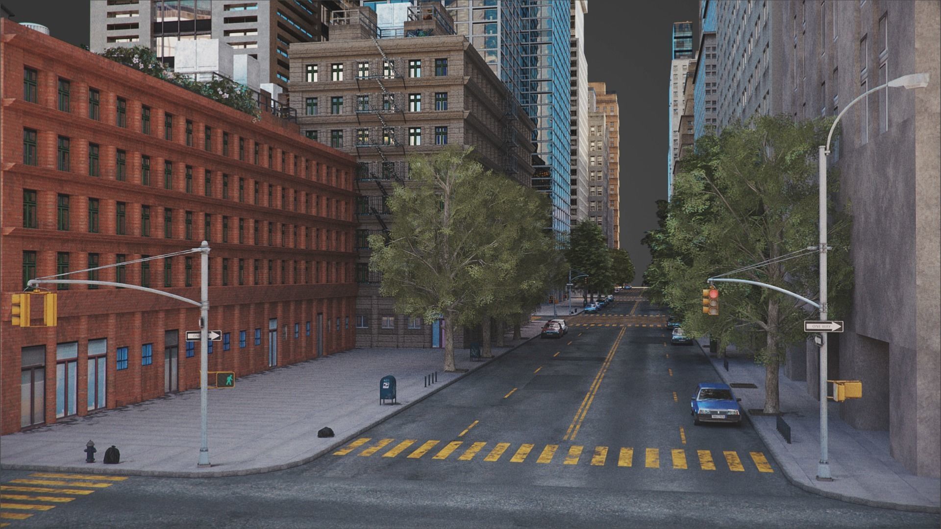 Realistic City District H9-A14 MAYA Low-poly 3D model_14