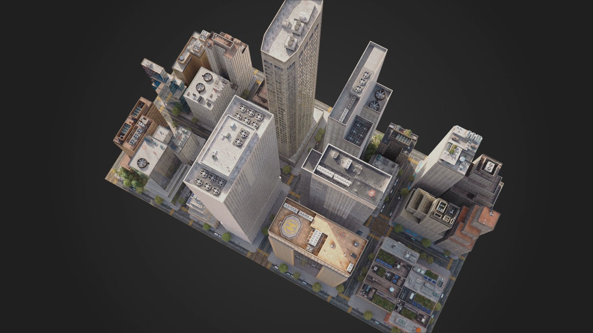 Realistic City District H9-A14 MAYA Low-poly 3D model_3
