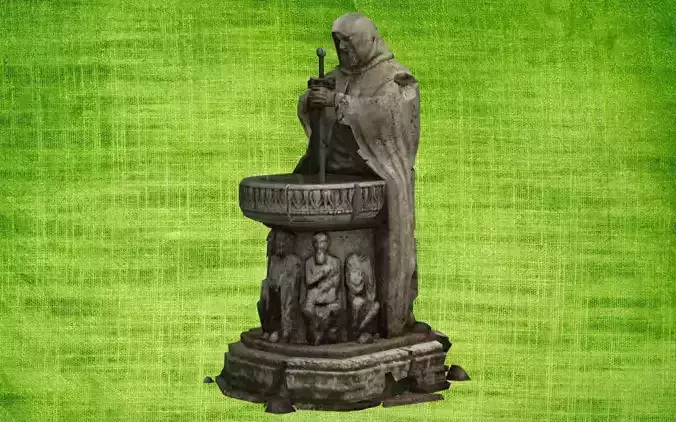 Architecture element 04 - templefount Low-poly 3D model
