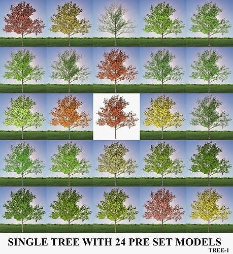 TREE 1- WITH 24 PRESET MATERIALS 3D model