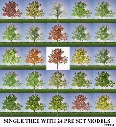 TREE 1- WITH 24 PRESET MATERIALS 3D model