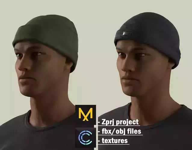 Military Ribbed Hats 3D model