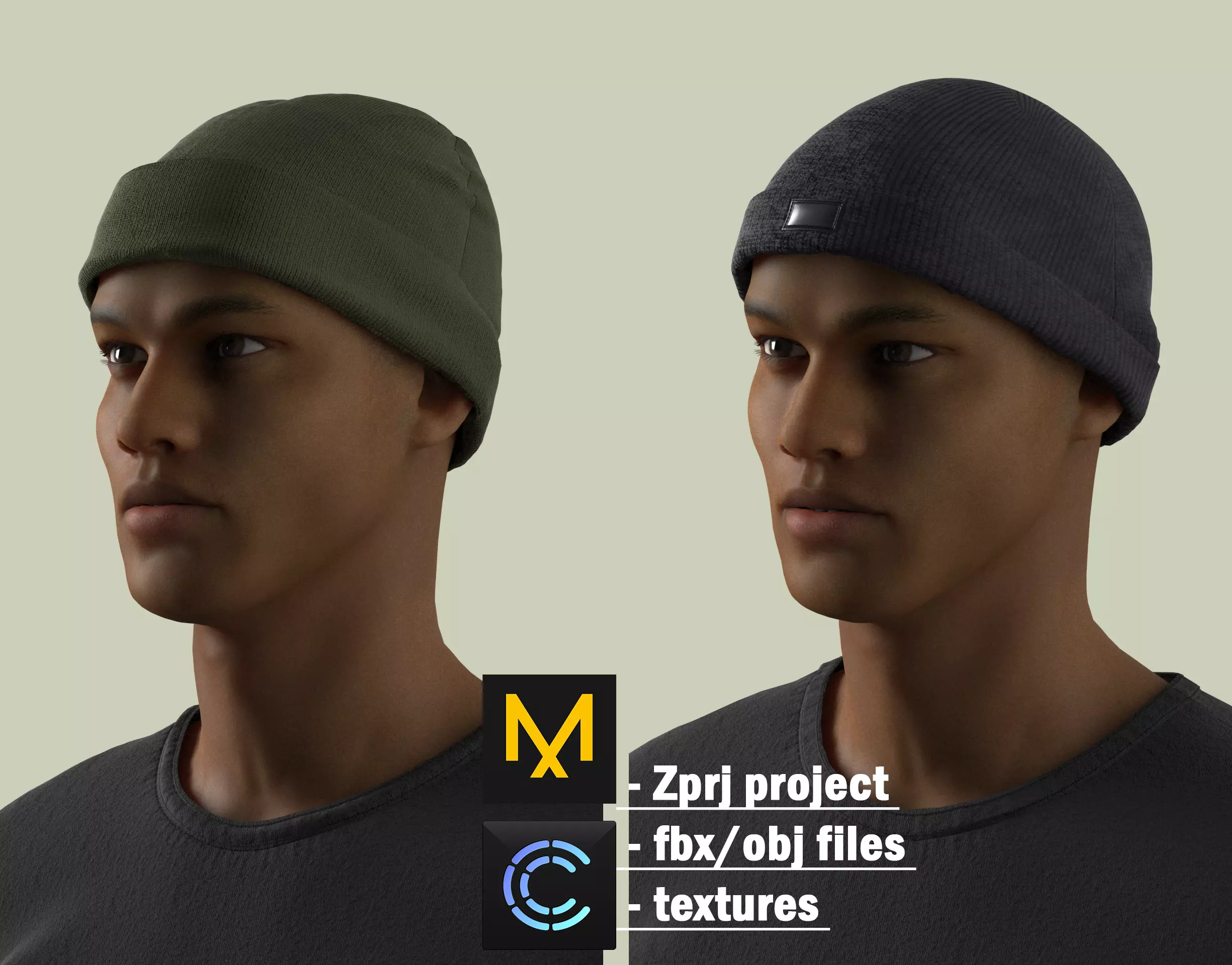 Military Ribbed Hats 3D model_0