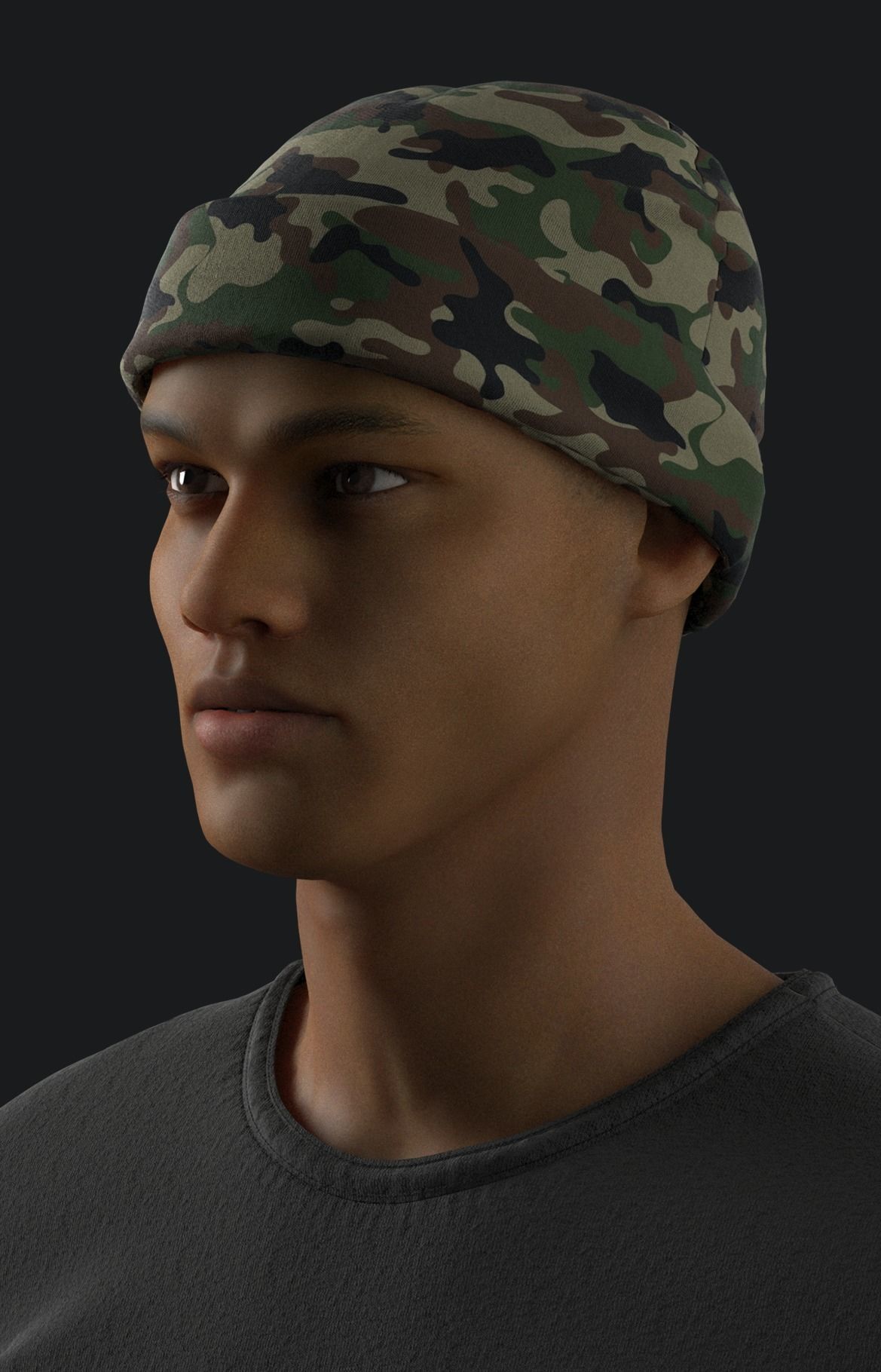 Military Ribbed Hats 3D model_6