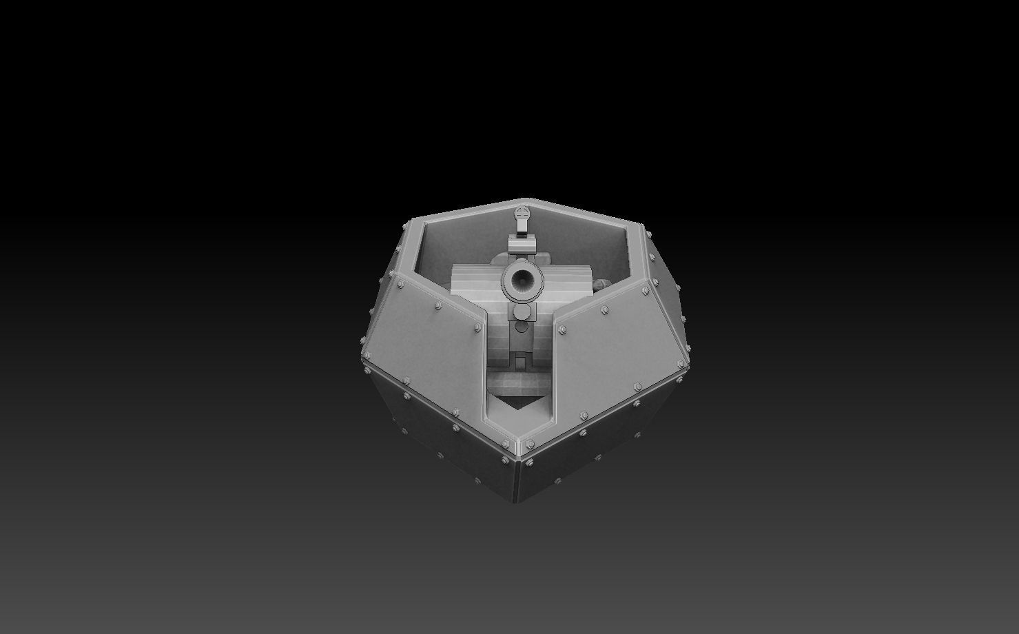 AA Gun Pillbox Turret 3D print model_11