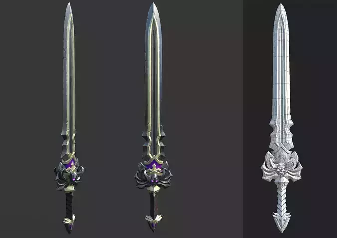 GAME ready Weapon Sword three swords Low-poly 3D model