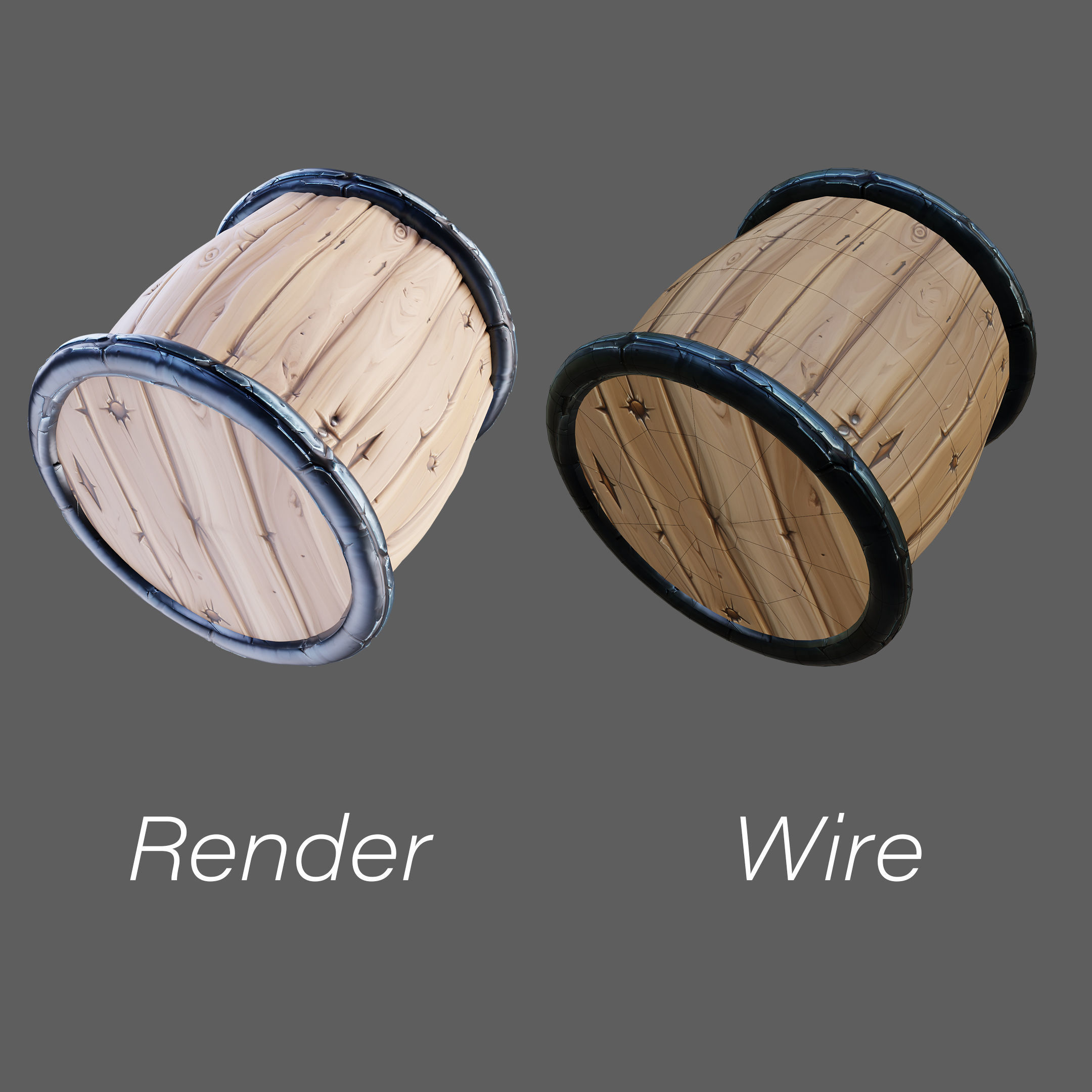 Stylised Toon Barrel with Coins Low-poly 3D model_3