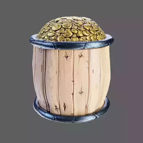 Stylised Toon Barrel with Coins