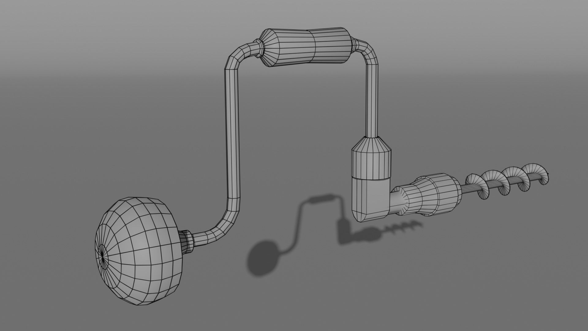 Vintage Low Poly Hand-Drill Low-poly 3D model_5