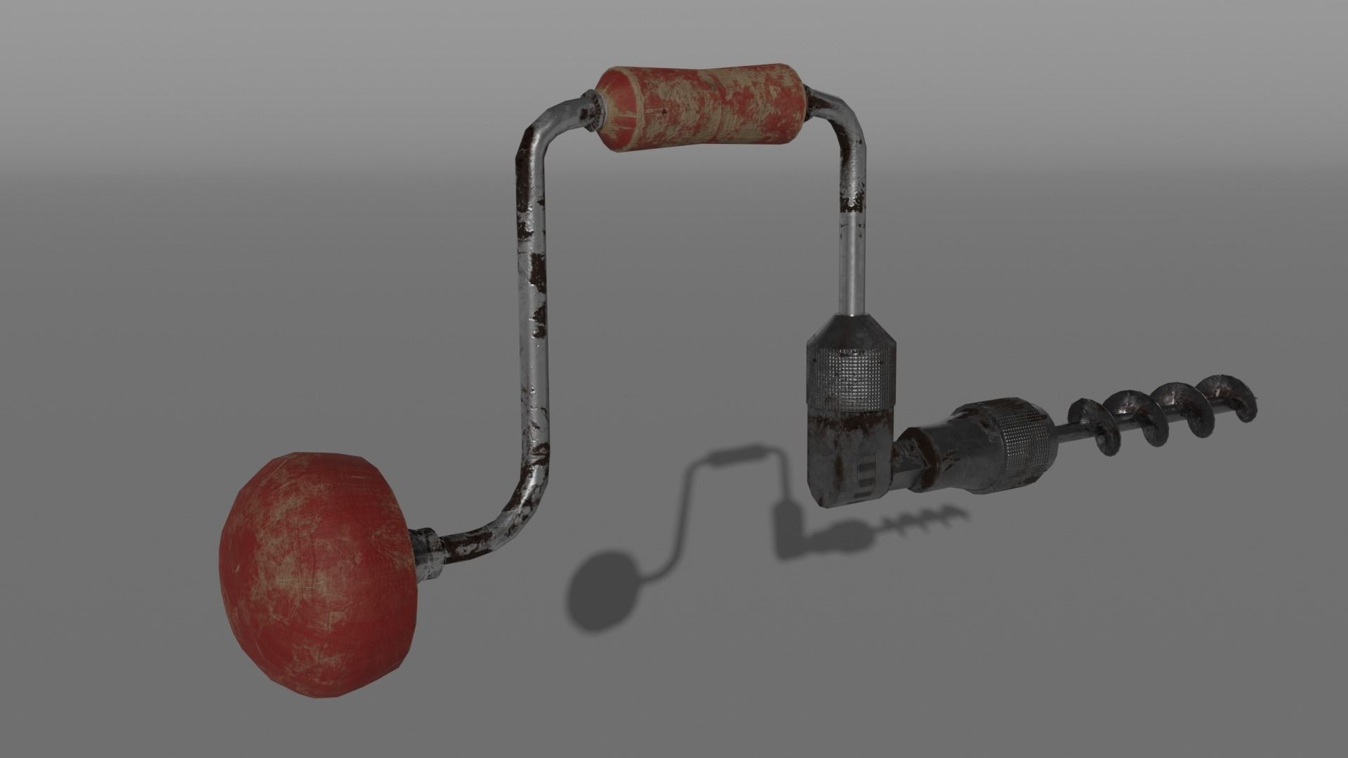 Vintage Low Poly Hand-Drill Low-poly 3D model_3