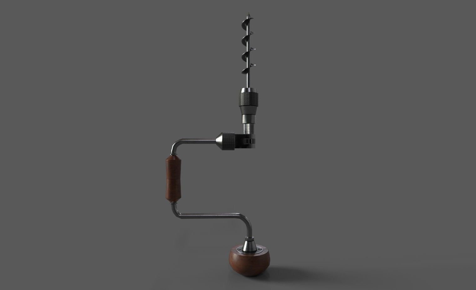 Vintage Low Poly Hand-Drill Low-poly 3D model_9