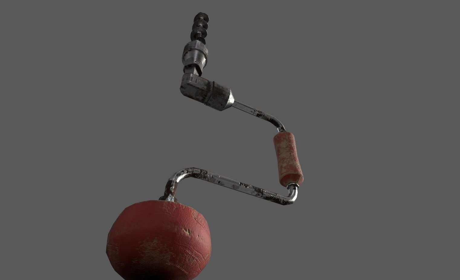 Vintage Low Poly Hand-Drill Low-poly 3D model_16