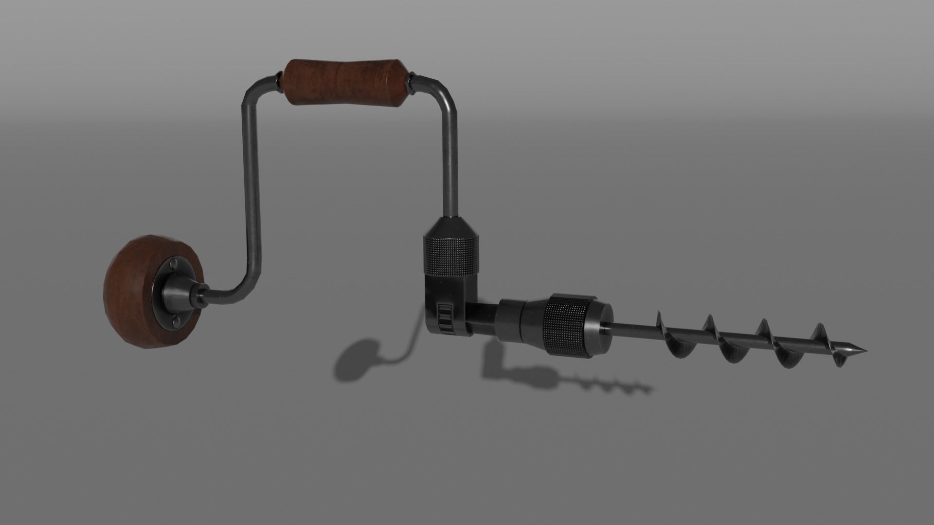 Vintage Low Poly Hand-Drill Low-poly 3D model_1