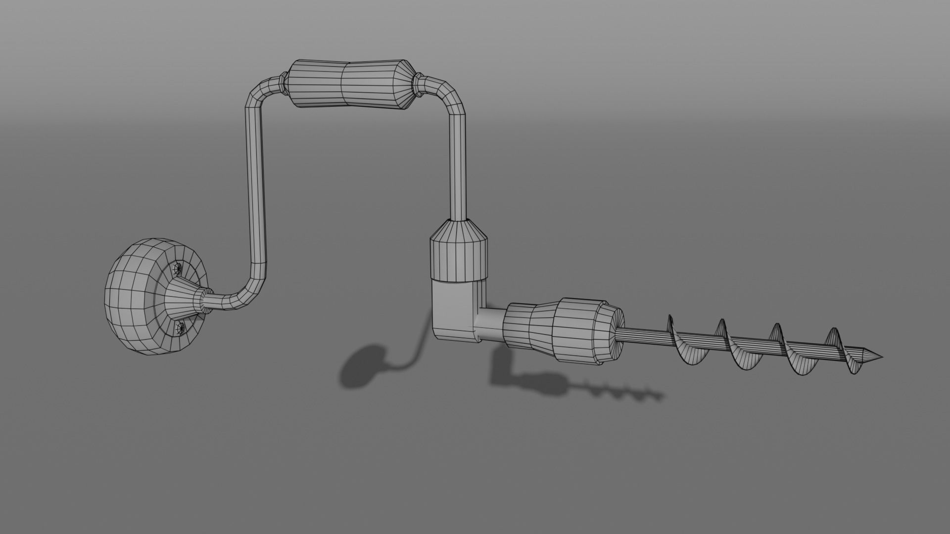 Vintage Low Poly Hand-Drill Low-poly 3D model_2