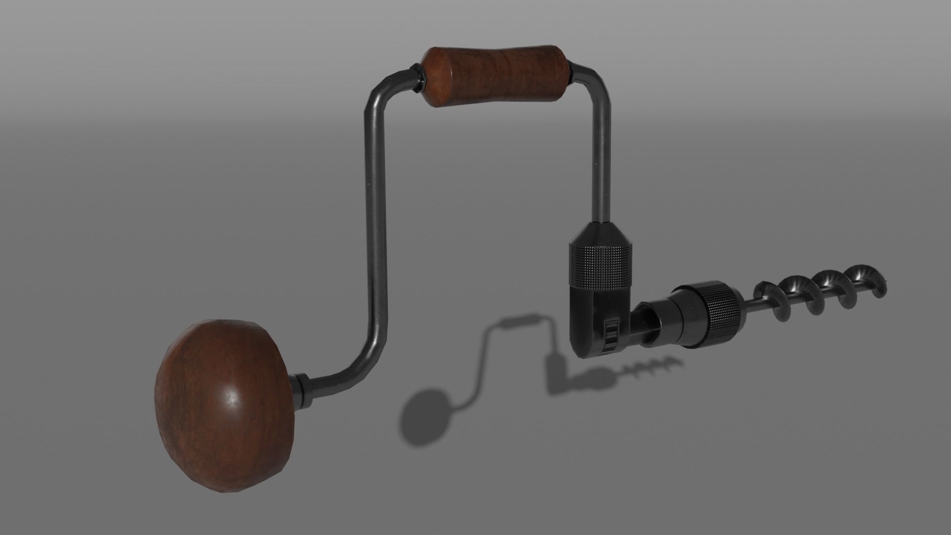 Vintage Low Poly Hand-Drill Low-poly 3D model_4