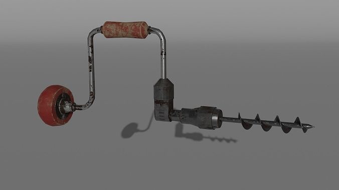 Vintage Low Poly Hand-Drill Low-poly 3D model